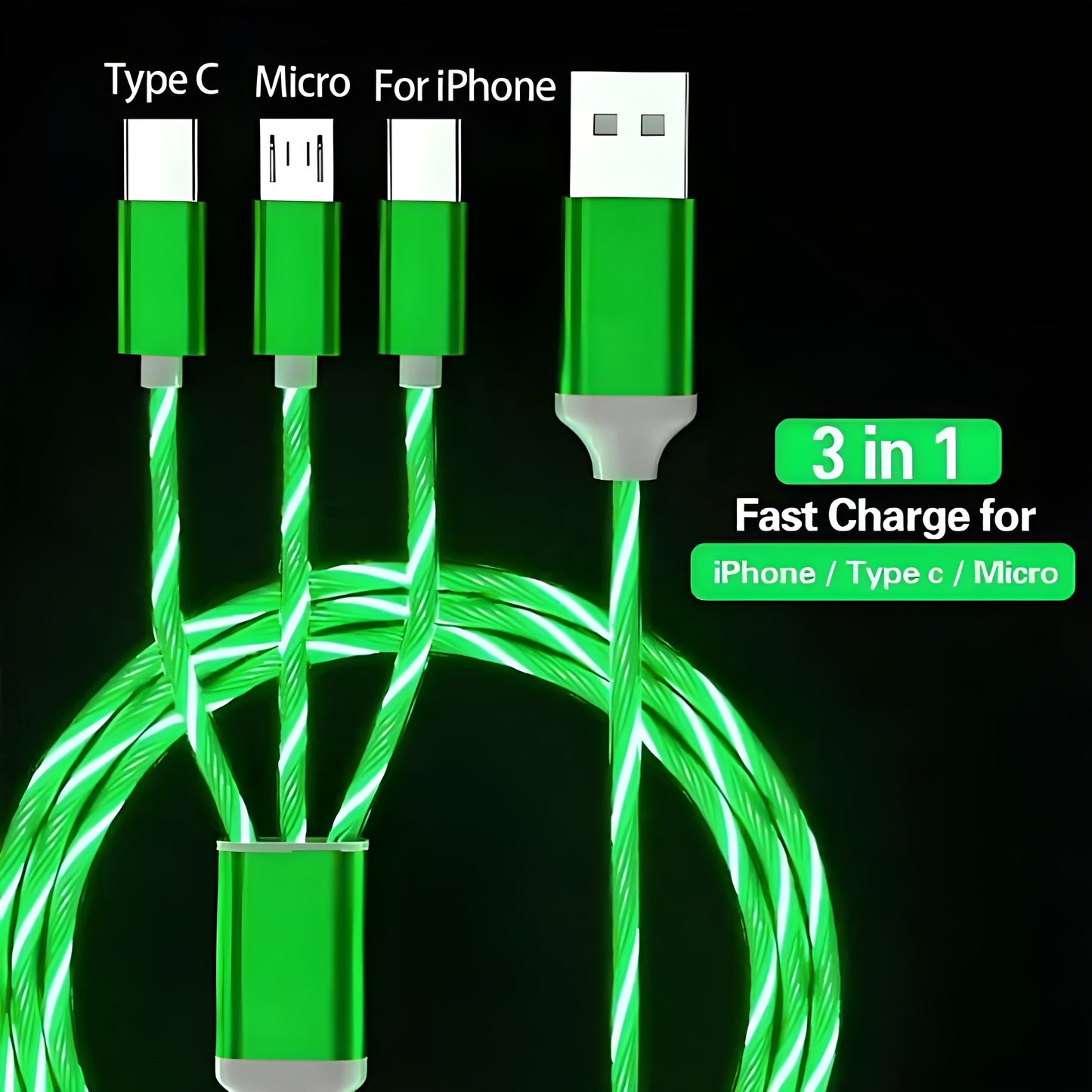 iLED Glowing 3-in-1 Cable Charger - iLED My Store