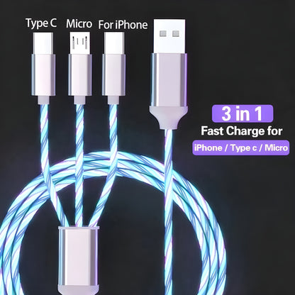 iLED Glowing 3-in-1 Cable Charger